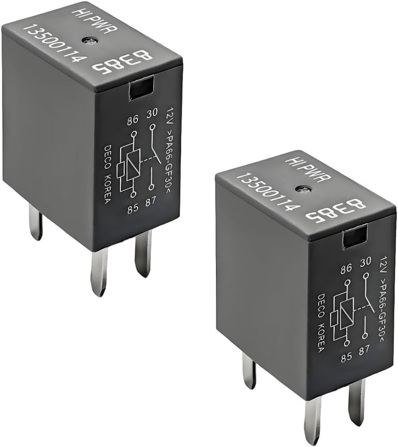 Wevdn 2 PCS Car Air Conditioning Relay, 13500114/8385 12VDC 40A High Power 4 Pin Relay, Multi Purpose Air Conditioning Fan Relays Compatible with Most Vehicles, Car Accessories - Image 1